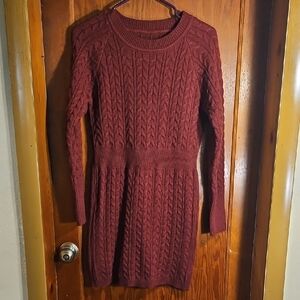 Cable Knit Burgundy Dress